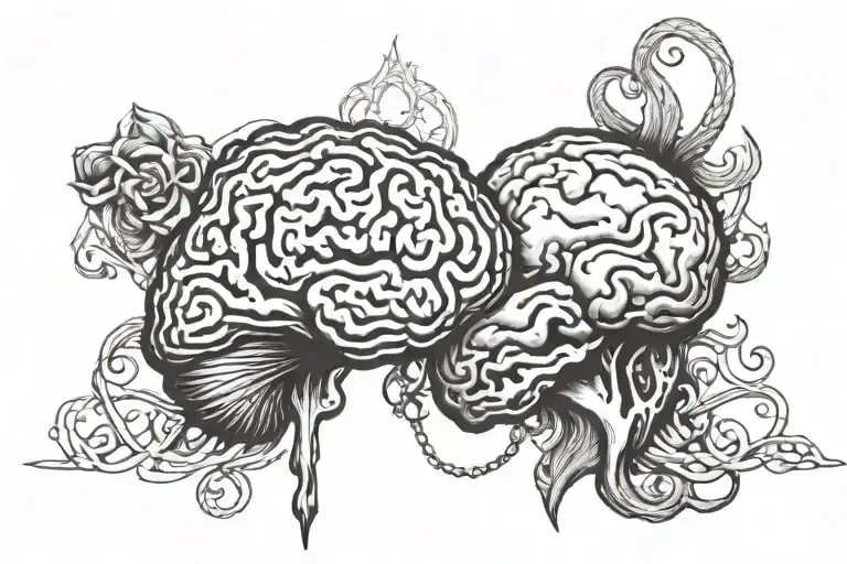 brain vs heart tattoo design idea