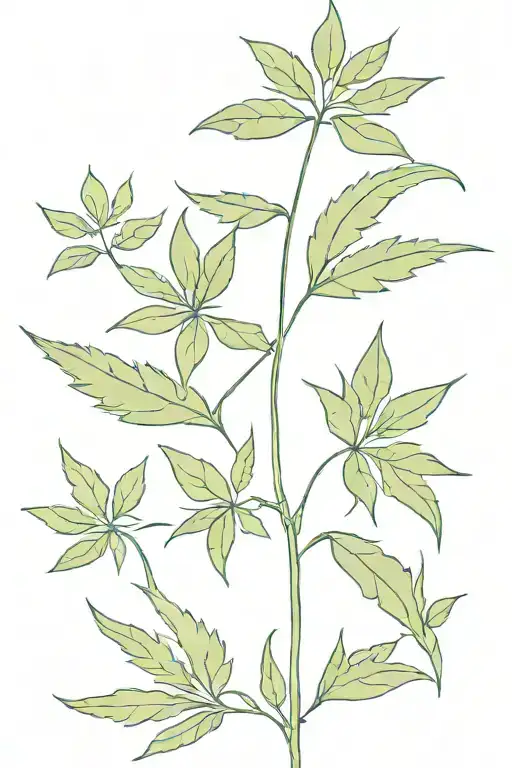 simple cartoon weed plant no background  tattoo design idea