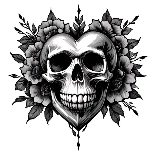 skull heart tattoo design idea