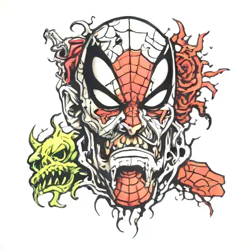 half spiderman half zombie head tattoo tattoo design idea