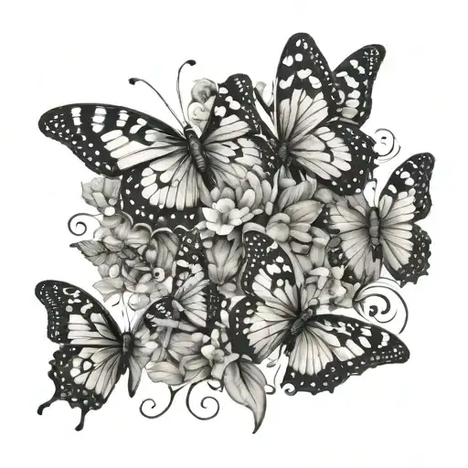 trail of butterflys tattoo design idea