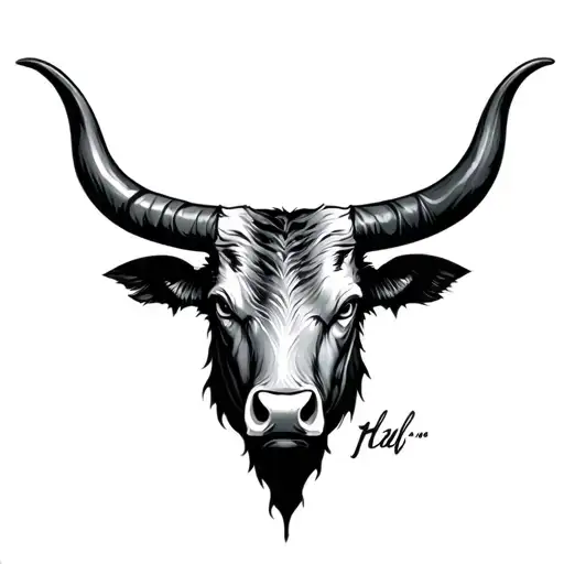 1 half very evil 1 half good taurus bull  face tattoo design idea