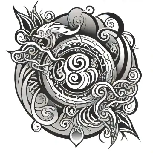 999 numbers neotribal y2k cybersigilism tattoo design idea