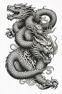 chinese dragon, tiger and snake fighting each other tattoo design idea