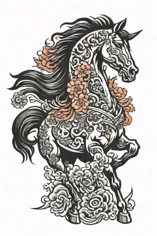 chinese year of horse tattoo design idea