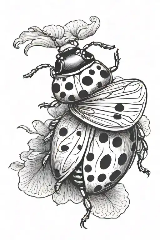 Ladybug flying tattoo design idea