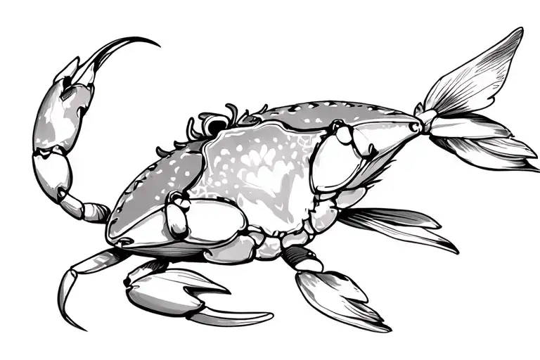 crab koi tattoo design idea