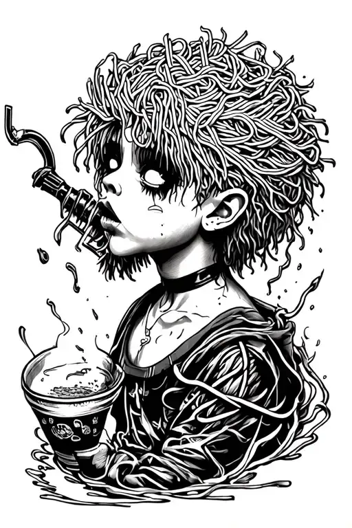 punk rock inspired tattoo featuring noodles from the offspring tattoo design idea