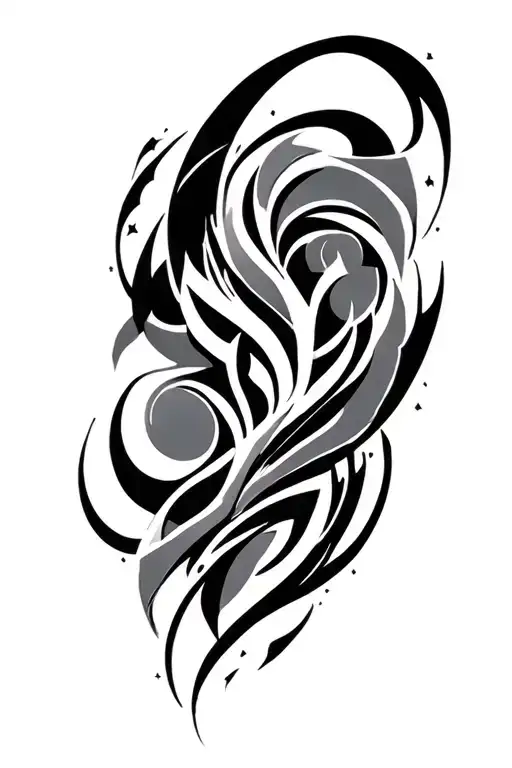tribal mix cybercigilism upper arm tattoo, shapes tattoo design idea