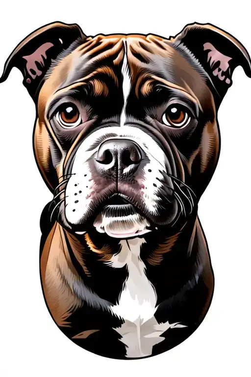 pet dog with light brown coat wight feet bullAarlb mustif bully tattoo design idea