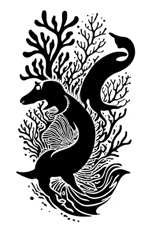 reef with animals in the ocean tattoo design idea