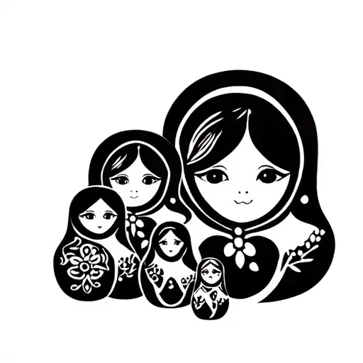 nesting doll family member represented along tattoo design idea