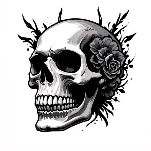Stencil of a skull  tattoo design idea