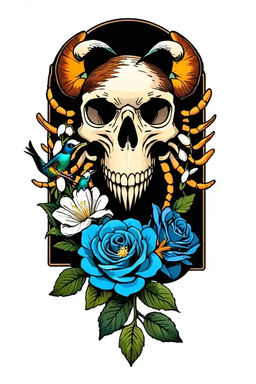 japanese, scorpion, Lilly of the valley, brown big hawk, skull, japanese cherry blossom, blue roses, hummingbird tattoo design idea