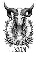 Aries combine with virgo symbol demonic with XXIV roman numeral under for forearm tattoo design idea