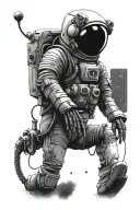 skeletal astronaut tattoo design idea