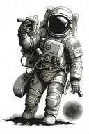 skeletal astronaut tattoo design idea