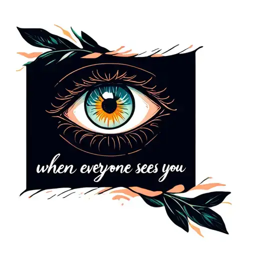 the text "when everyone sees you" with an eye tattoo design idea