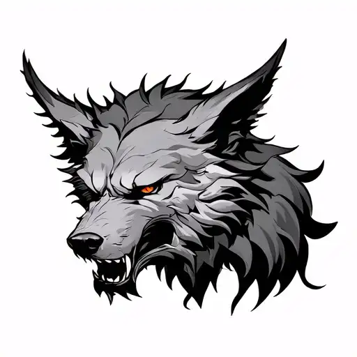 fenrir with tyrs hand in its mouth tattoo design idea