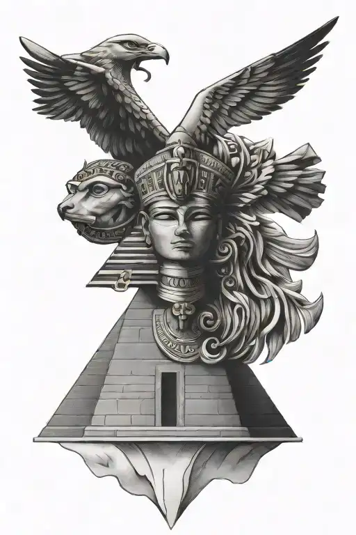 egypt pyramid pharao crown tattoo design idea
