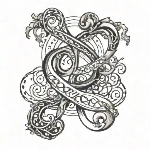 infinity sign with music signs with name scottie tattoo design idea