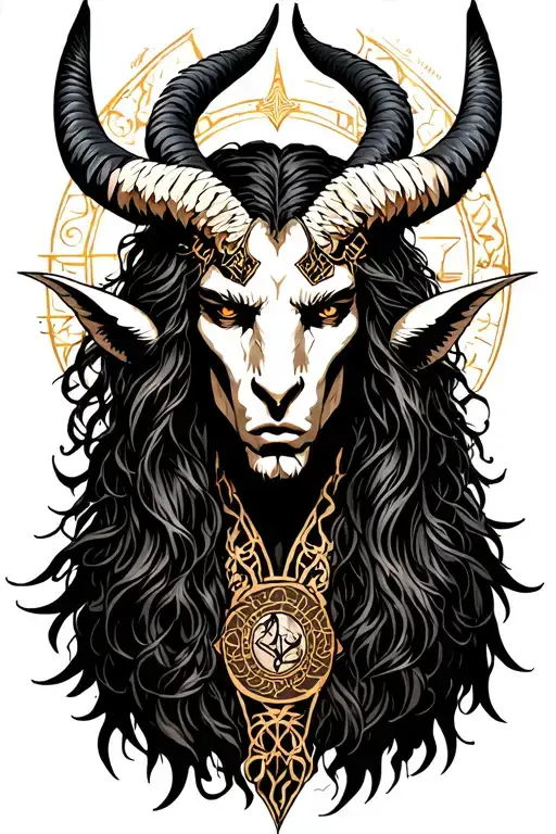 arcangel uriel with capricorn zodiac sign tattoo design idea