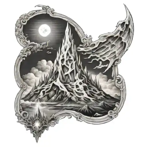 sauron mount doom from lord of the rings tattoo design idea