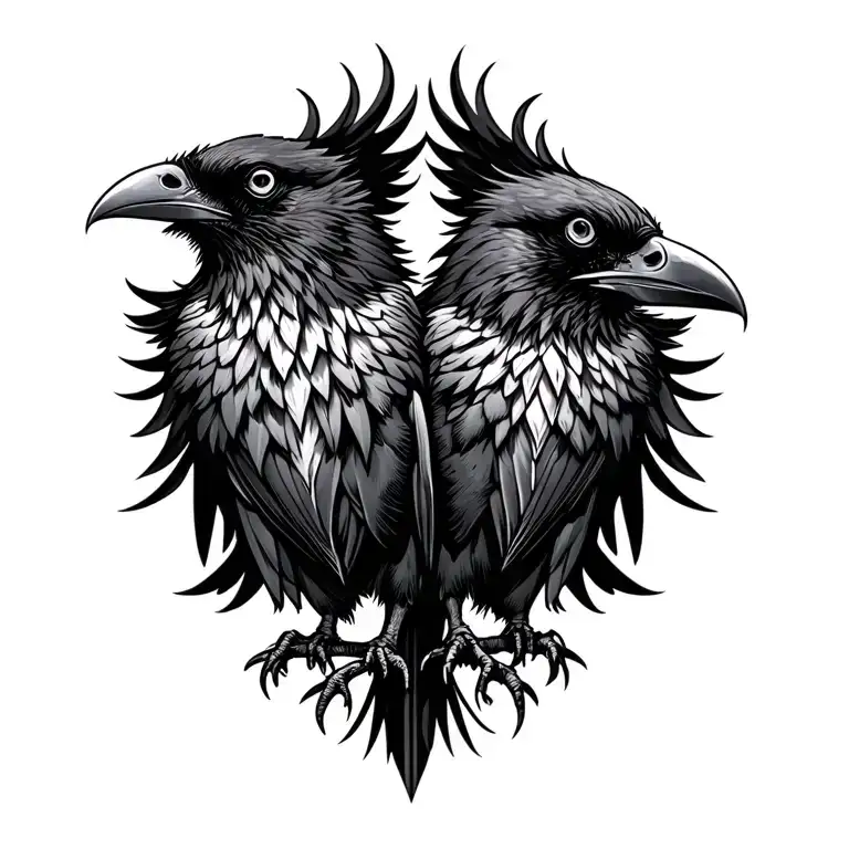 Ravens Huginn and Muninn tattoo design idea