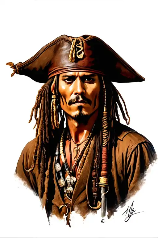 Johnny Depp as jack sparrow tattoo design idea