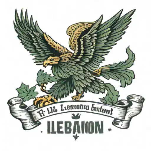 Tattoo showing the loyalty the country of Lebanon badge with the writing respect earned loyalty returned tattoo design idea