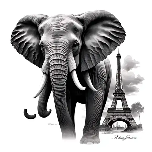 elephant tour eiffel tower tattoo design idea