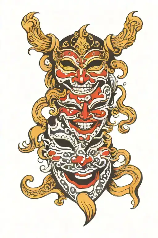 opera masks that smile and grimace tattoo design idea