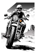 Harley Davidson motorcycle, monument Valley, america, dead tattoo design idea