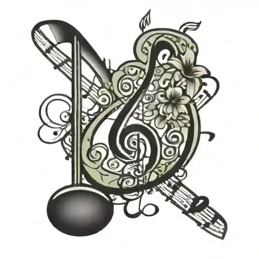 lelie flower & music notes tattoo design idea