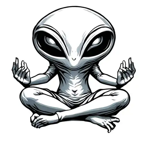 Alien Meditating tattoo design idea