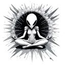 Alien Meditating tattoo design idea