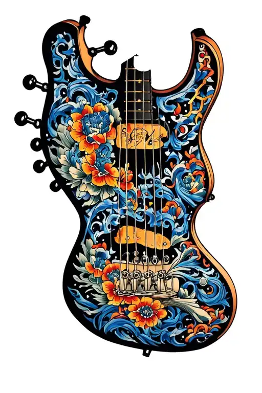 DMT molecule forming the shape of a guitar tattoo design idea