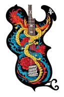 DMT molecule forming the shape of a guitar tattoo design idea