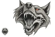 wolf mouth with sharp teeth tattoo design idea