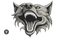 wolf mouth with sharp teeth tattoo design idea