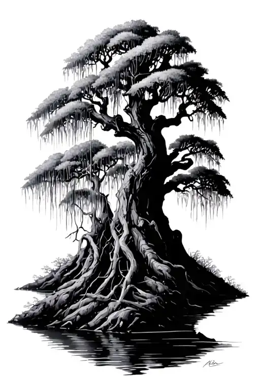 weeping willow tree tattoo design idea