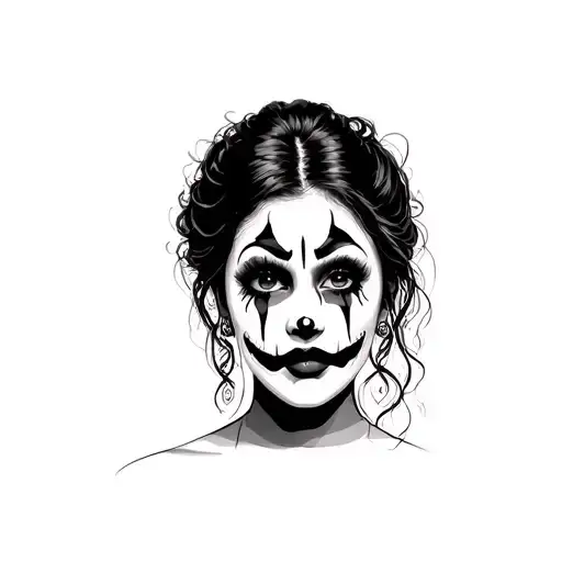 A pretty chicana lady crying with chicana clown face paint tattoo design idea