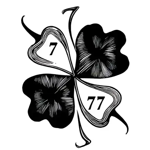Four-leaf clover with the number 777 inside tattoo design idea