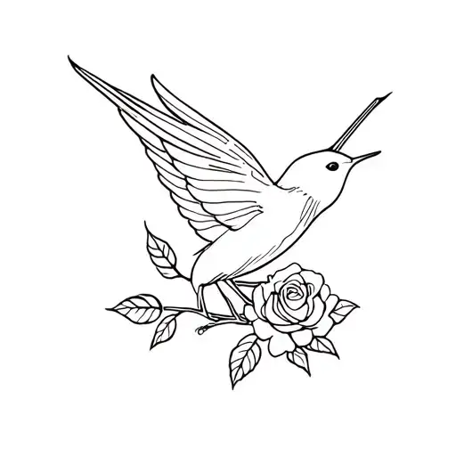 swallow bird with rose  tattoo design idea