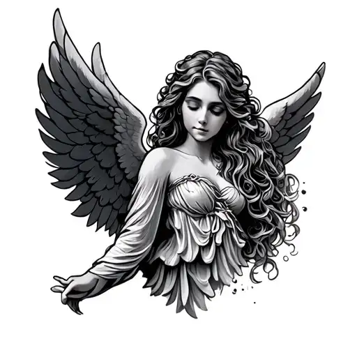 ashly angel combined together symbolizing 2 words one text flip flopped tattoo design idea