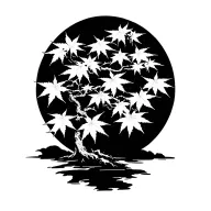 Japanese maple tree with leaves tattoo design idea