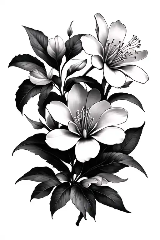 Orange blossoms with suminagashi symmetrical shape tattoo design idea