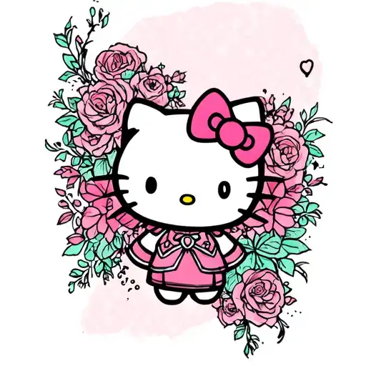 goth hello kitty tattoo design idea