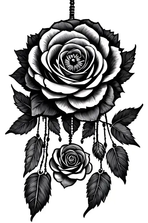 dreamcatcher roses tattoo design idea