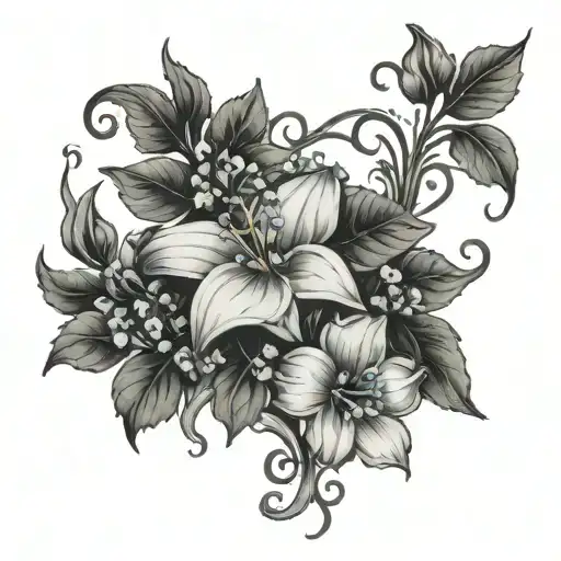 vines and forget me nots tattoo design idea
